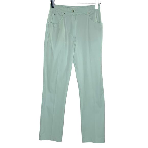 Weekend Max Mara 8 Womens Cotton Blend Straight Leg Pants Mint - Picture 1 of 8